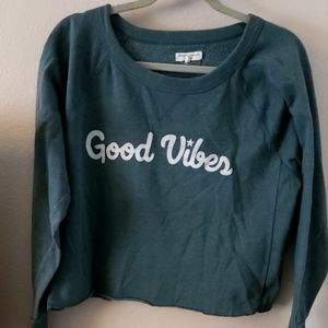Green Good Vibe SweatshirtGrayson Threads Good Vibes Crop Sweatshirt Size large